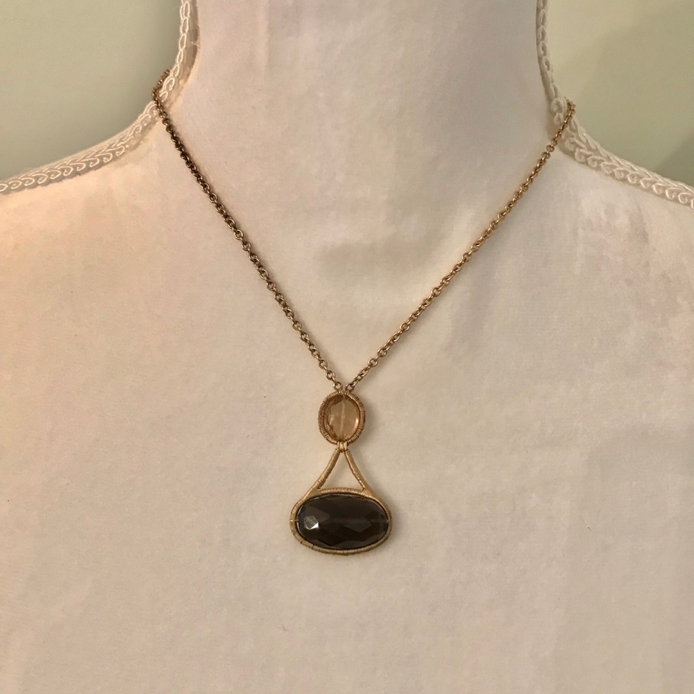 Smoky quartz gold necklace